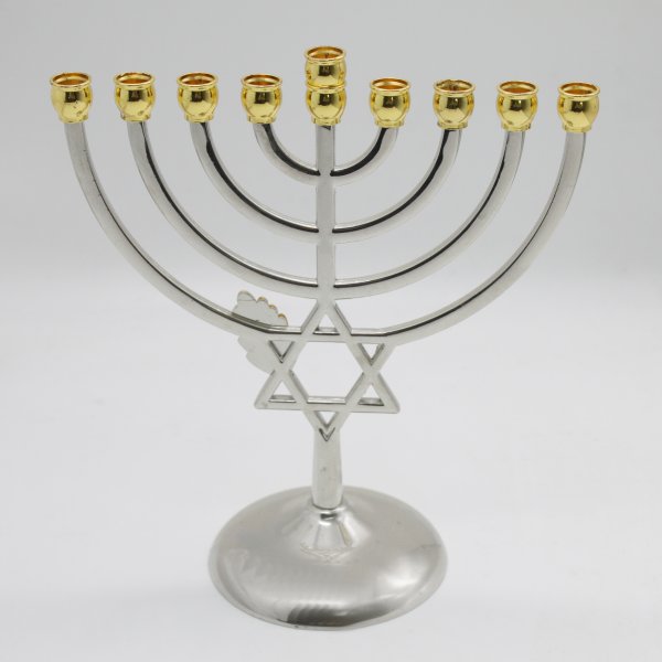 Star of David with leaf design Hanukkah Menorah - Image 4
