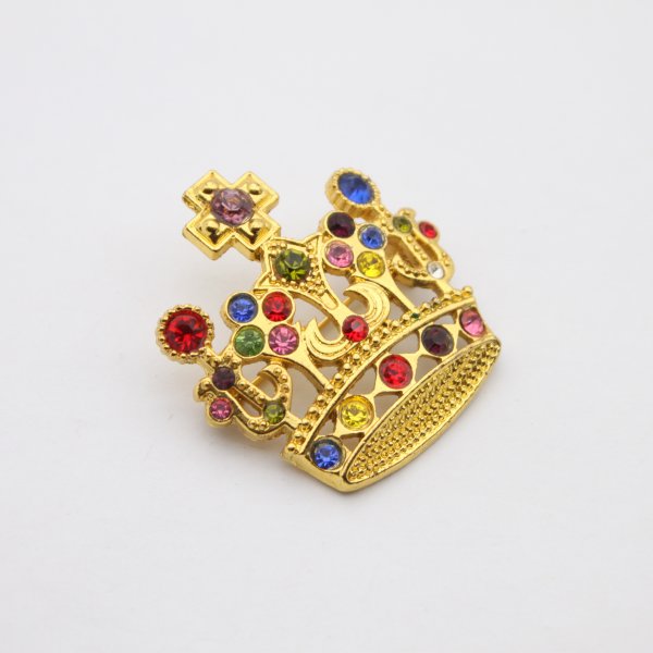 Premium Gold Plated Rhinestone Custom Crown Lapel Pins - Image 3