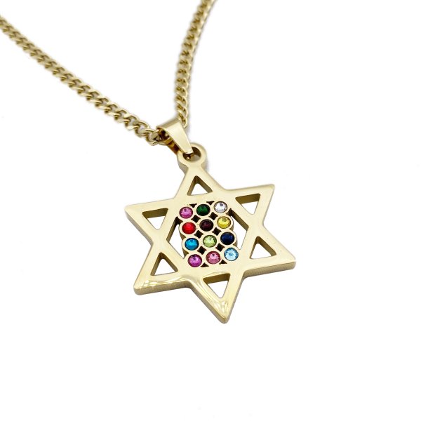 Gold & Silver 12 Tribes Star of David Necklace
