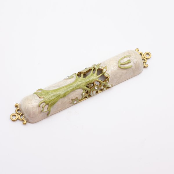 Enamel Tree of Life Design MEZUZAH CASE with Scroll Hebrew Parchment - Image 2